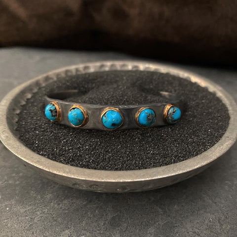 14k Circle Cut Turquoise Cuff